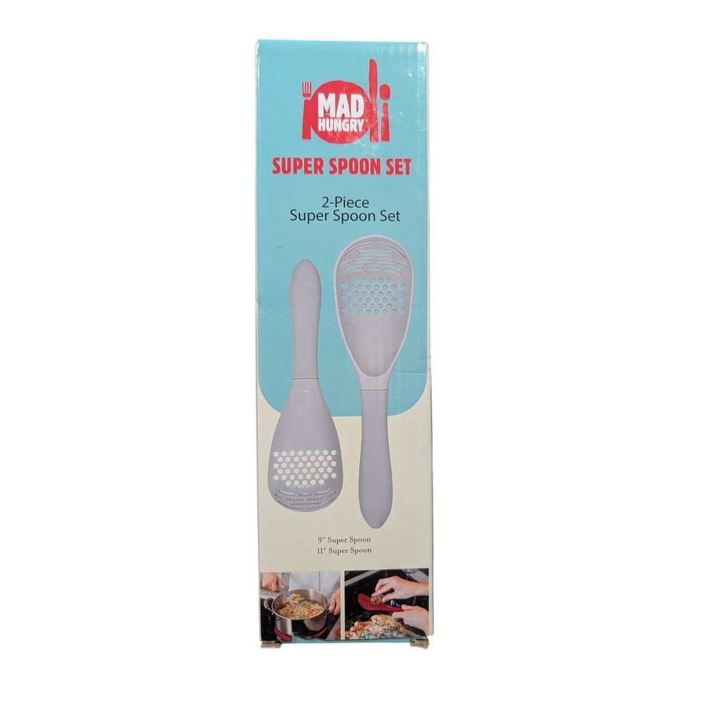 Mad Hungry Super Spoon Set 2-Piece Gray Multi-Use Kitchen Tools NEW Open Box